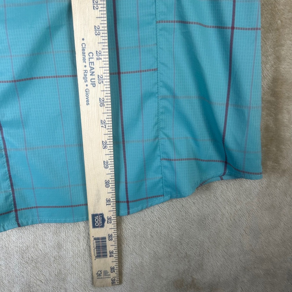 Columbia Silver Ridge Lite Mens XXL Teal Plaid Short Sleeve Hiking Shirt AM1160 - Picture 2 of 8